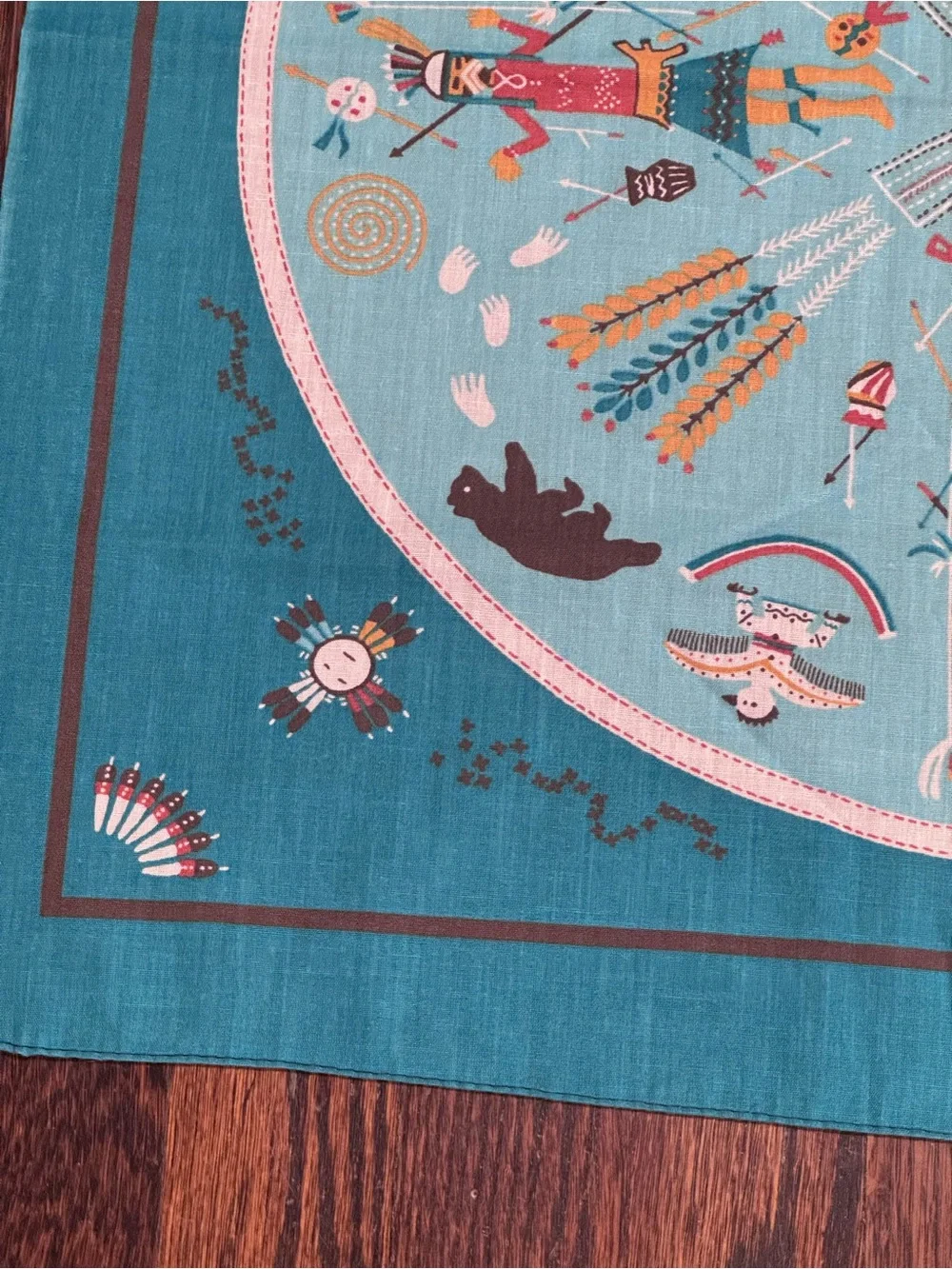 Vintage Turquoise Southwestern Native-American Bandana